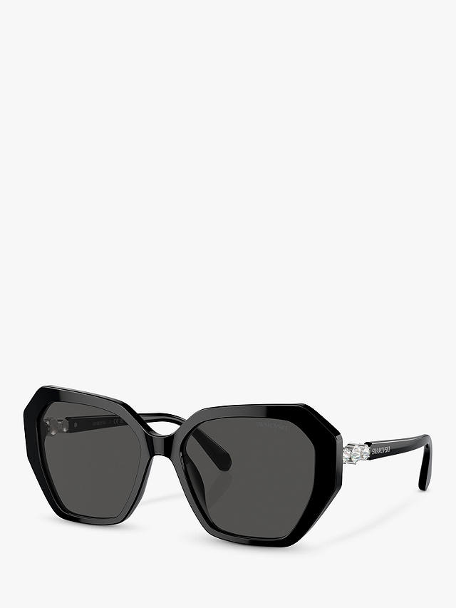 Swarovski SK6017 Women's Irregular Sunglasses, Black/Grey