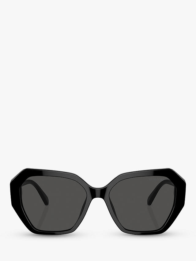 Swarovski SK6017 Women's Irregular Sunglasses, Black/Grey