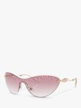 Swarovski SK7023 Women's Wrap Sunglasses, Pale Gold/Pink Gradient