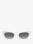 Ray-Ban RB4430 Unisex Rectangular Sunglasses, White Snow/Grey Gradient