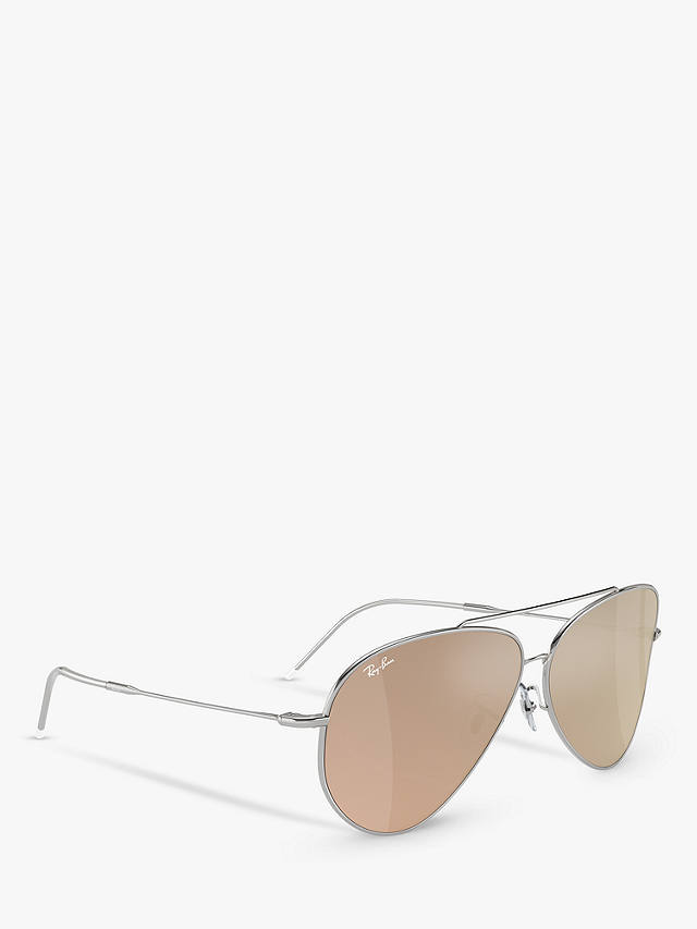 Ray-Ban RBR0101S Unisex Aviator Reverse Sunglasses, Silver/Pink