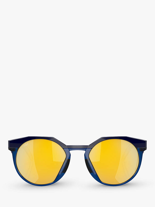 Oakley OO9242 Men's Polarised Round Sunglasses, Navy/Transparent Blue