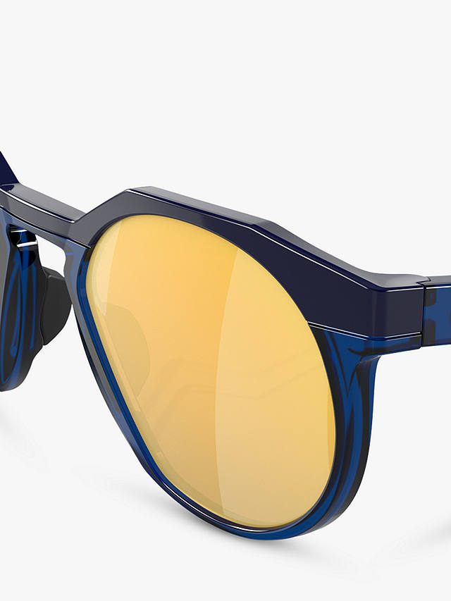 Oakley OO9242 Men's Polarised Round Sunglasses, Navy/Transparent Blue