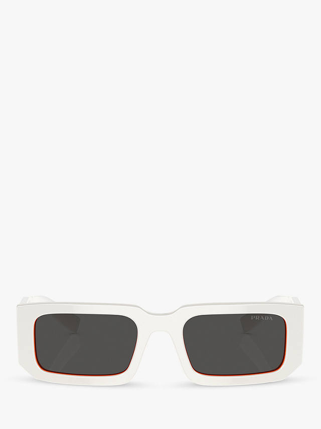 Prada PR 06YS Men's Rectangular Sunglasses, Talc/Orange