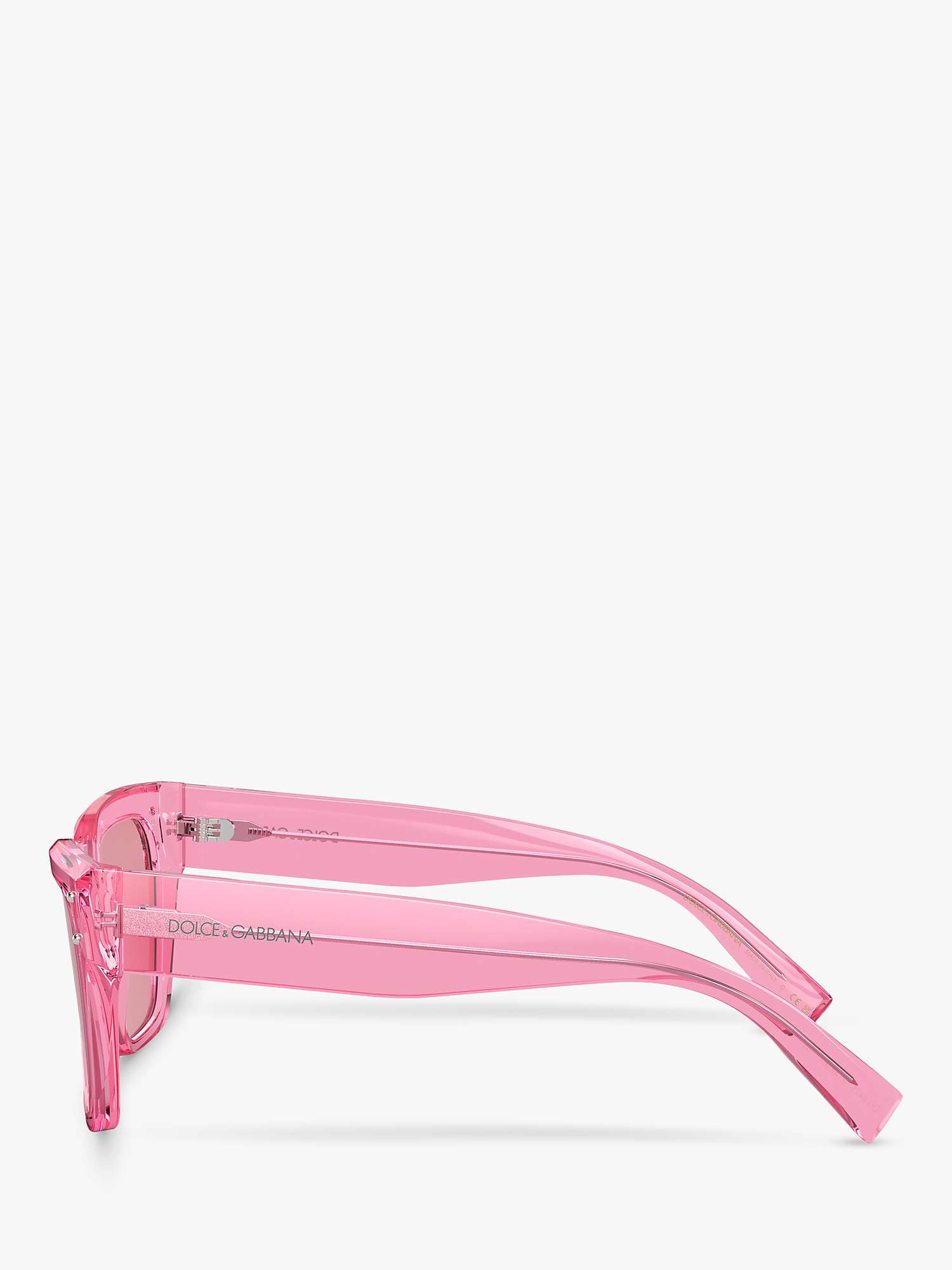 Buy Dolce & Gabbana DG4471 Women's Rectangular Sunglasses, Transparent Pink/Pink Online at johnlewis.com