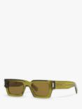 Yves Saint Laurent YS000459 Unisex Rectangular Sunglasses, Green/Brown