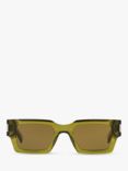 Yves Saint Laurent YS000459 Unisex Rectangular Sunglasses, Green/Brown