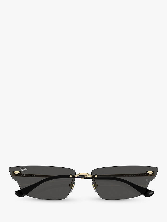 Ray-Ban RB3731 Unisex Rectangular Sunglasses, Light Gold/Black