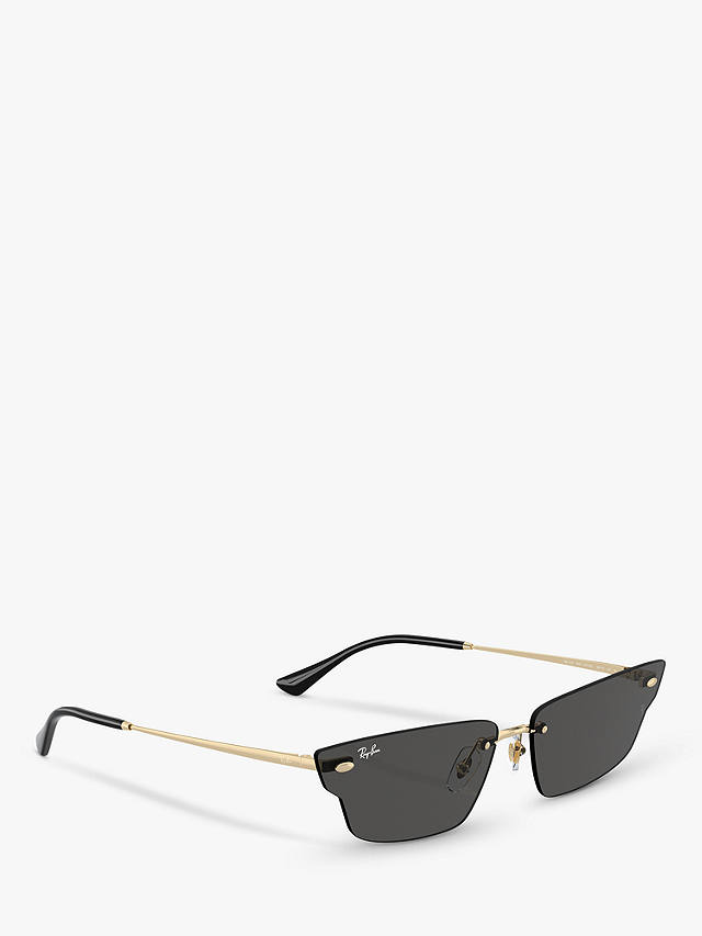 Ray-Ban RB3731 Unisex Rectangular Sunglasses, Light Gold/Black