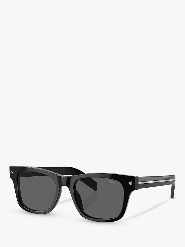 Prada PR A17S Men's D-Frame Sunglasses, Black/Silver