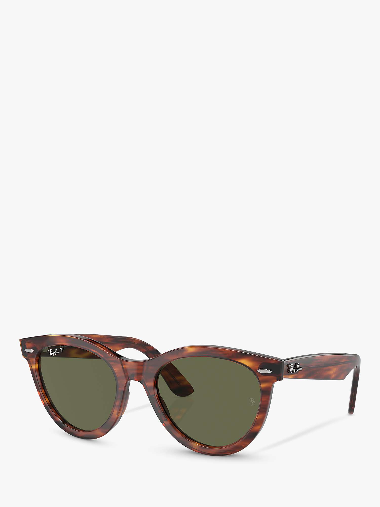 Buy Ray-Ban RB2241 Unisex Polarised Oval Sunglasses, Striped Havana/Green Online at johnlewis.com