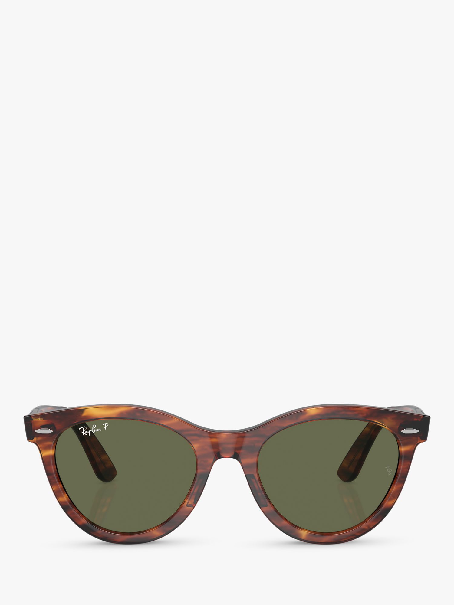 Buy Ray-Ban RB2241 Unisex Polarised Oval Sunglasses, Striped Havana/Green Online at johnlewis.com