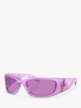 Prada PR A14S Women's Wrap Sunglasses, Transparent Amethyst/Purple