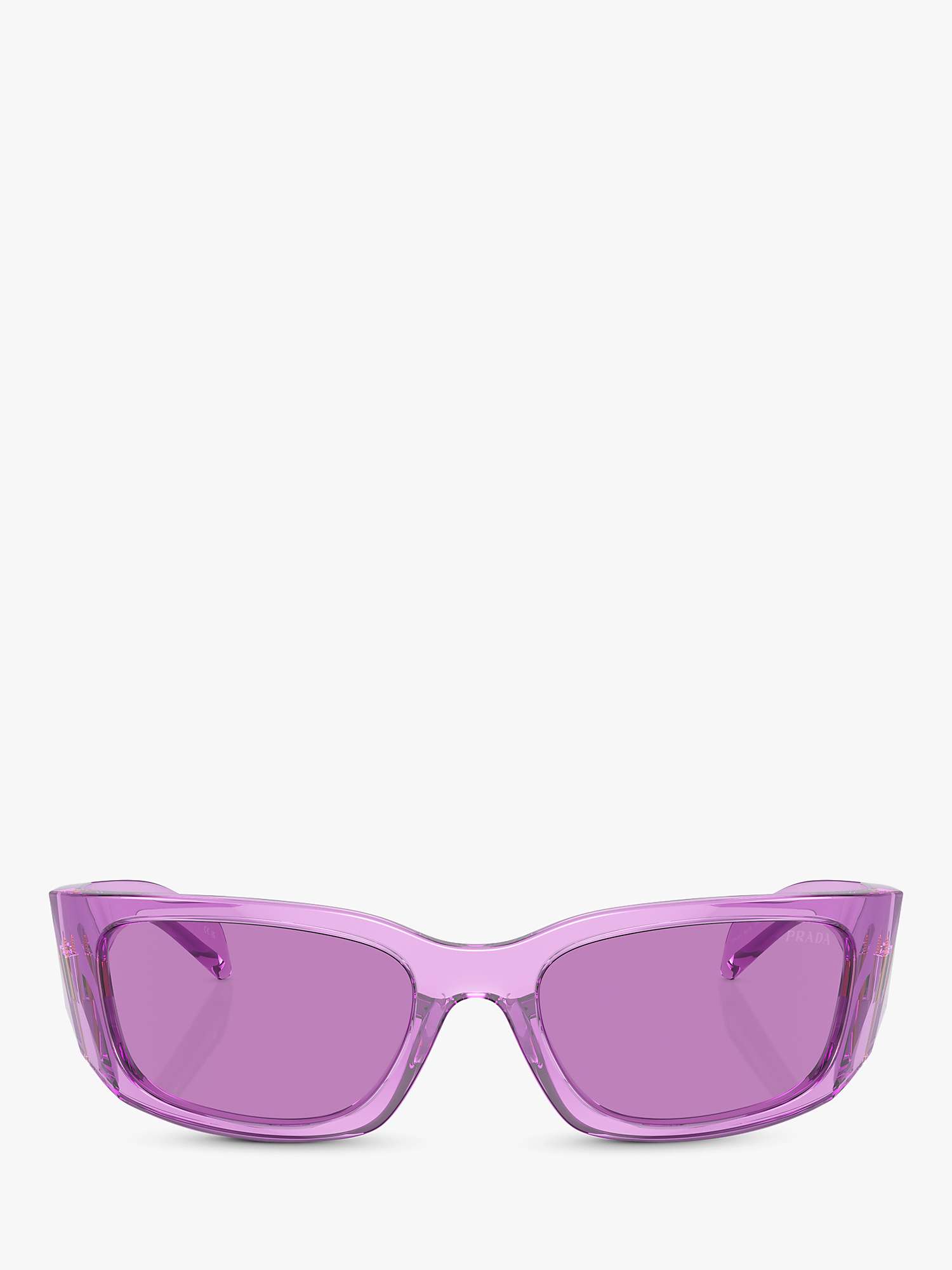 Buy Prada PR A14S Women's Wrap Sunglasses, Transparent Amethyst/Purple Online at johnlewis.com
