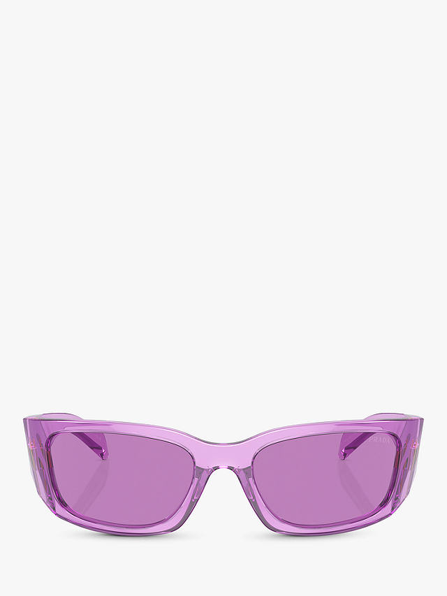 Prada PR A14S Women's Wrap Sunglasses, Transparent Amethyst/Purple