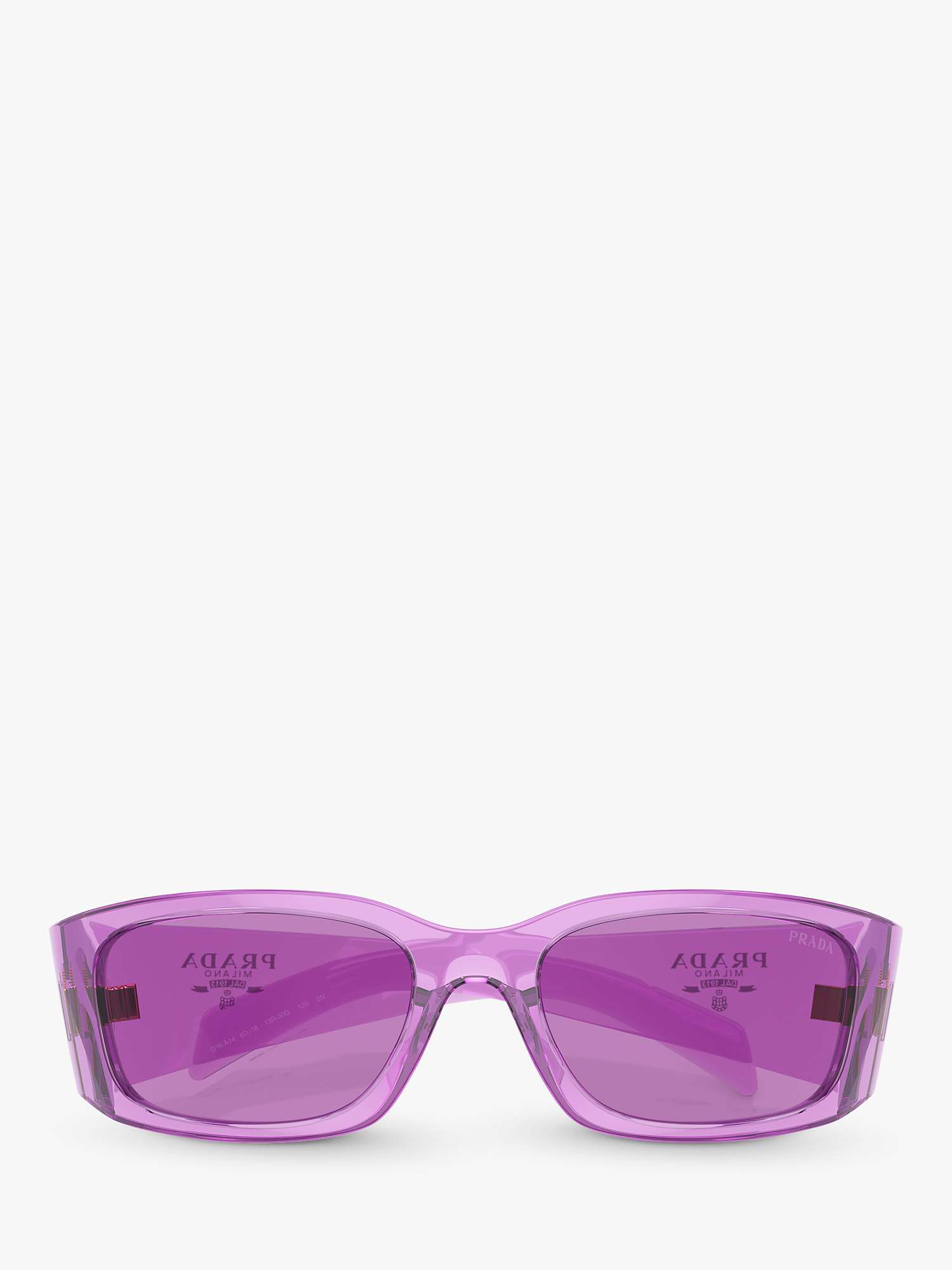 Buy Prada PR A14S Women's Wrap Sunglasses, Transparent Amethyst/Purple Online at johnlewis.com
