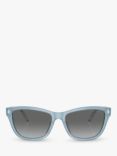 Emporio Armani EA4227U Women's Rectangular Sunglasses, Opaline Azure/ Grey Gradient