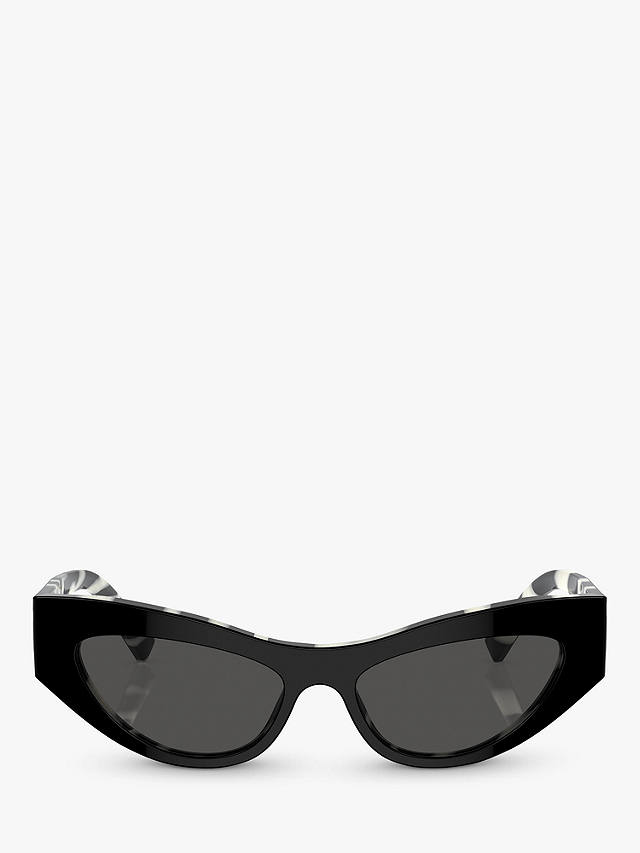 Dolce & Gabbana DG4450 Women's Cat's Eye Sunglasses, Black On Zebra/Grey