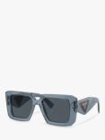 Prada PR 23YS Women's Chunky Square Sunglasses, Transparent Graphite/Grey