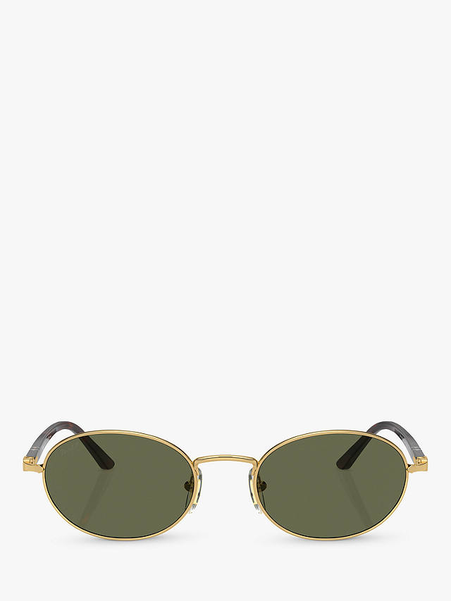 Persol PO1018S Unisex Ida Polarised Oval Sunglasses, Gold/Green