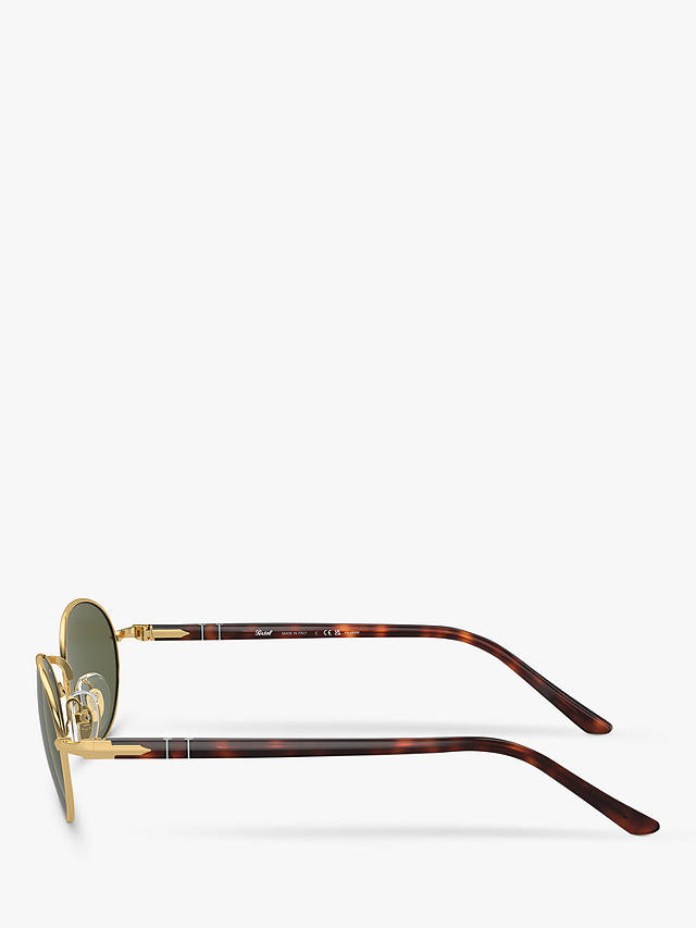 Persol PO1018S Unisex Ida Polarised Oval Sunglasses, Gold/Green