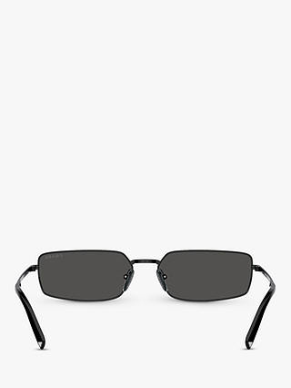 Prada PR A60S Women's Rectangular Metal Frame Sunglasses, Black/Grey