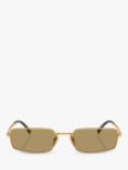 Prada PR A60S Women's Rectangular Sunglasses, Gold