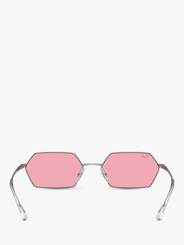 Ray-Ban RB3728 Unisex Yevi Hexagonal Sunglasses, Gunmetal/Pink