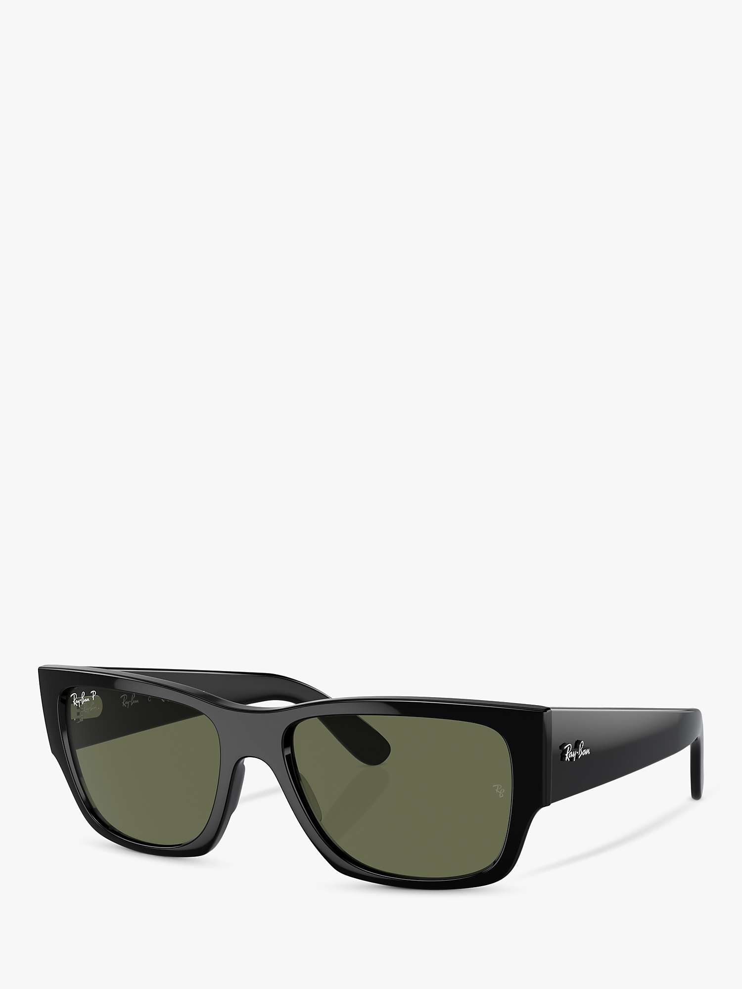 Buy Ray-Ban RB0947S Unisex Polarised Rectangular Sunglasses, Black/Green Online at johnlewis.com