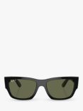 Ray-Ban RB0947S Unisex Polarised Rectangular Sunglasses, Black/Green