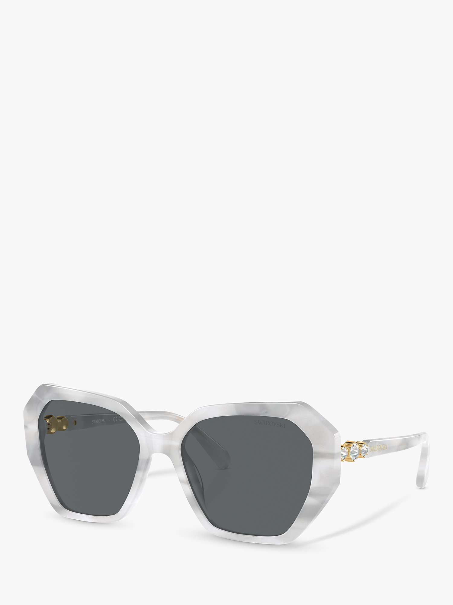Buy Swarovski SK6017 Women's Butterfly Sunglasses, White Marble/Grey Online at johnlewis.com