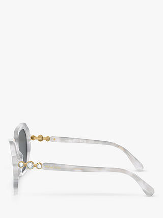 Swarovski SK6017 Women's Butterfly Sunglasses, White Marble/Grey