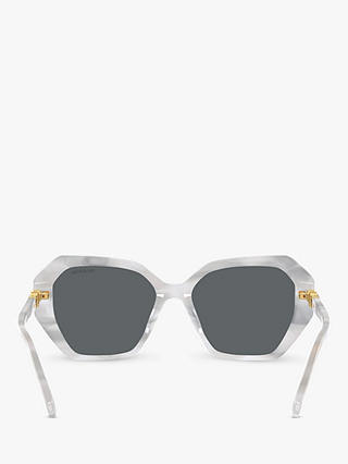 Swarovski SK6017 Women's Butterfly Sunglasses, White Marble/Grey