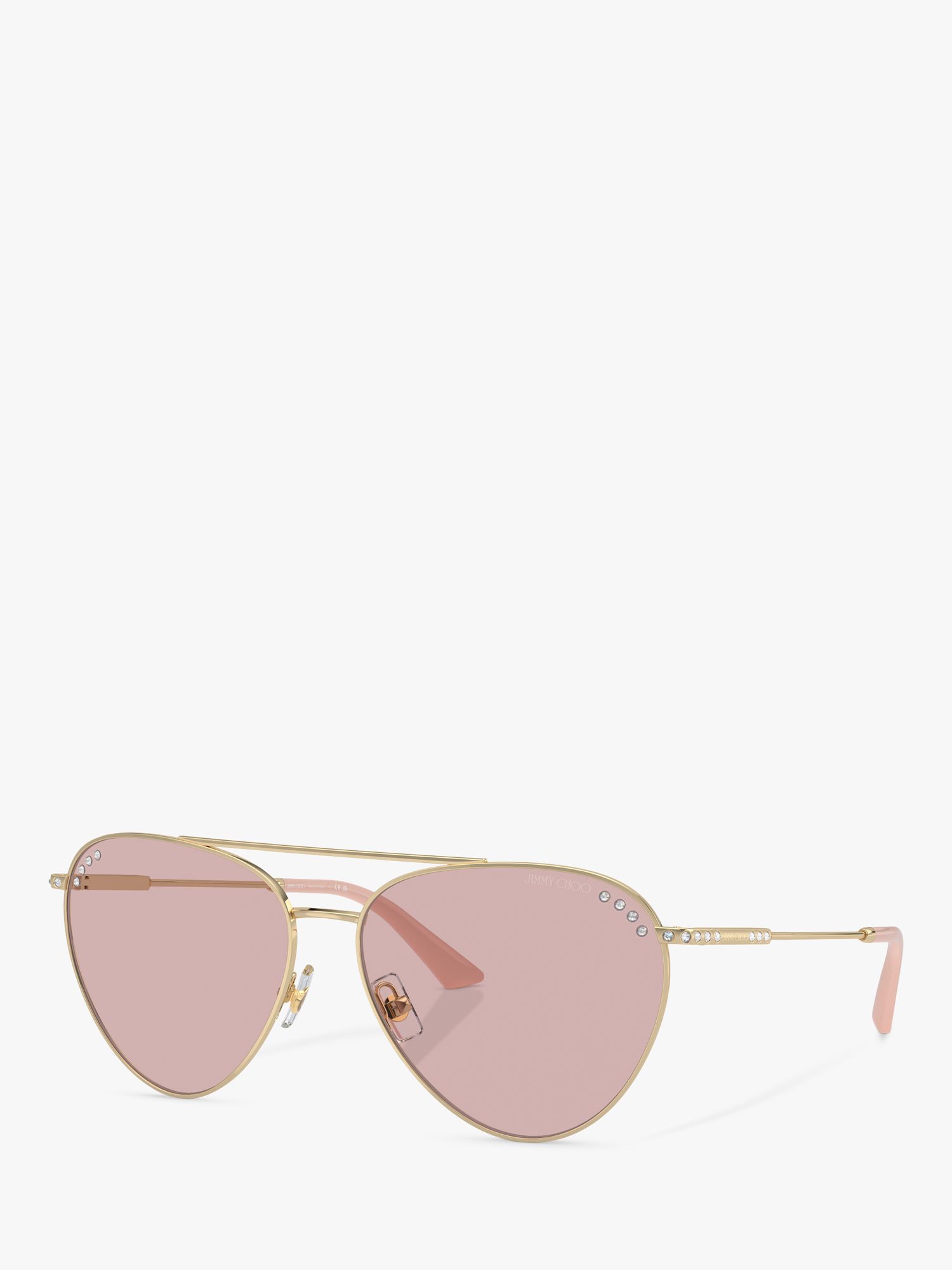 Jimmy Choo JC4002B Women's Aviator Sunglasses, Pale Gold/Pink