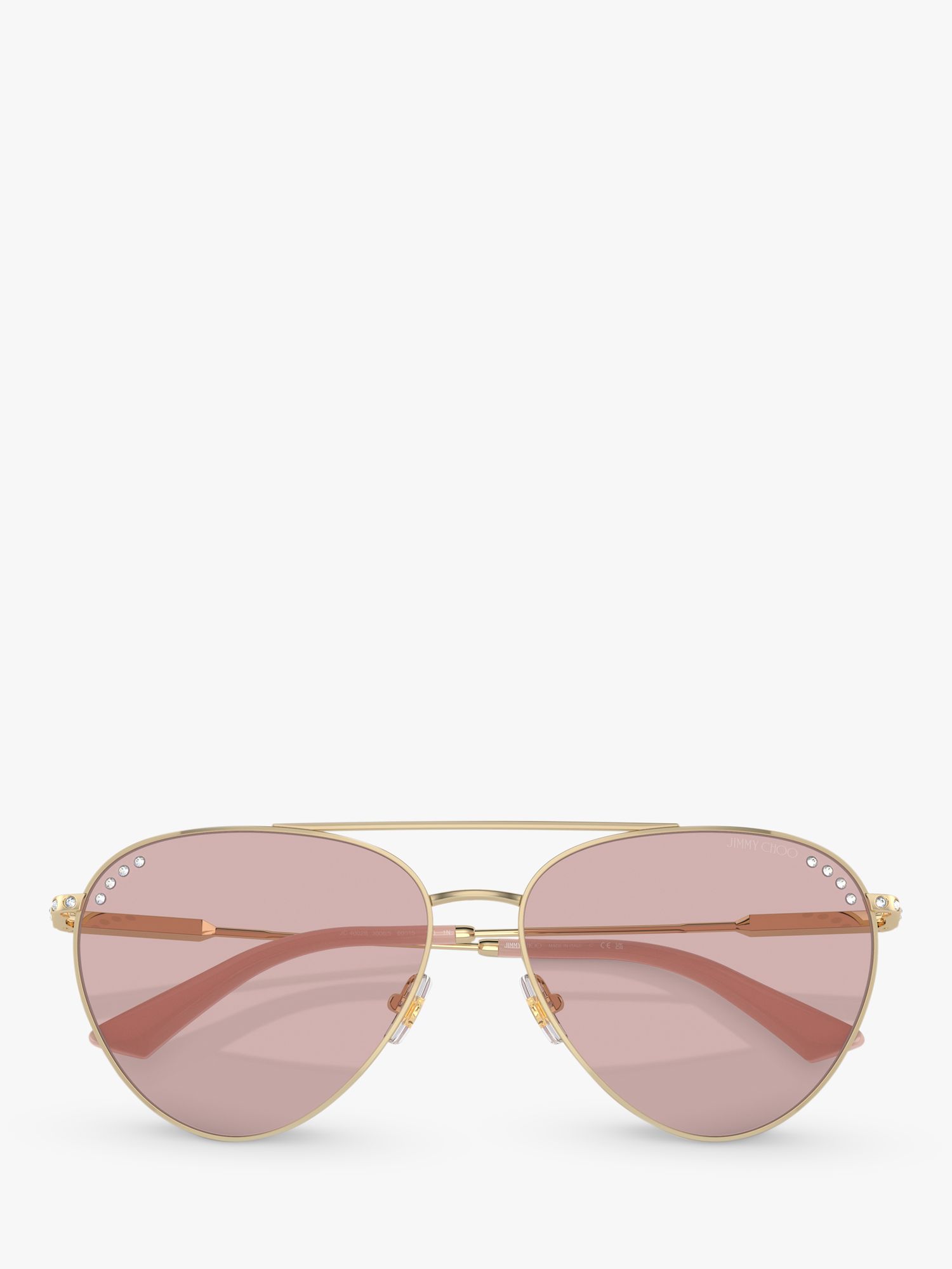 Jimmy Choo JC4002B Women's Aviator Sunglasses, Pale Gold/Pink