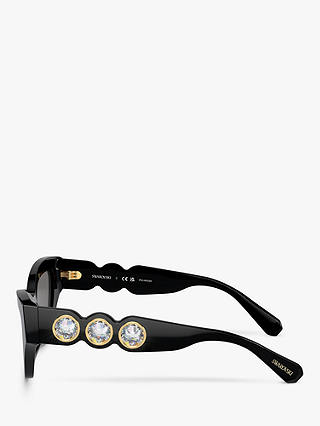 Swarovski SK6021 Women's Polarised Cat Eye Sunglasses, Black