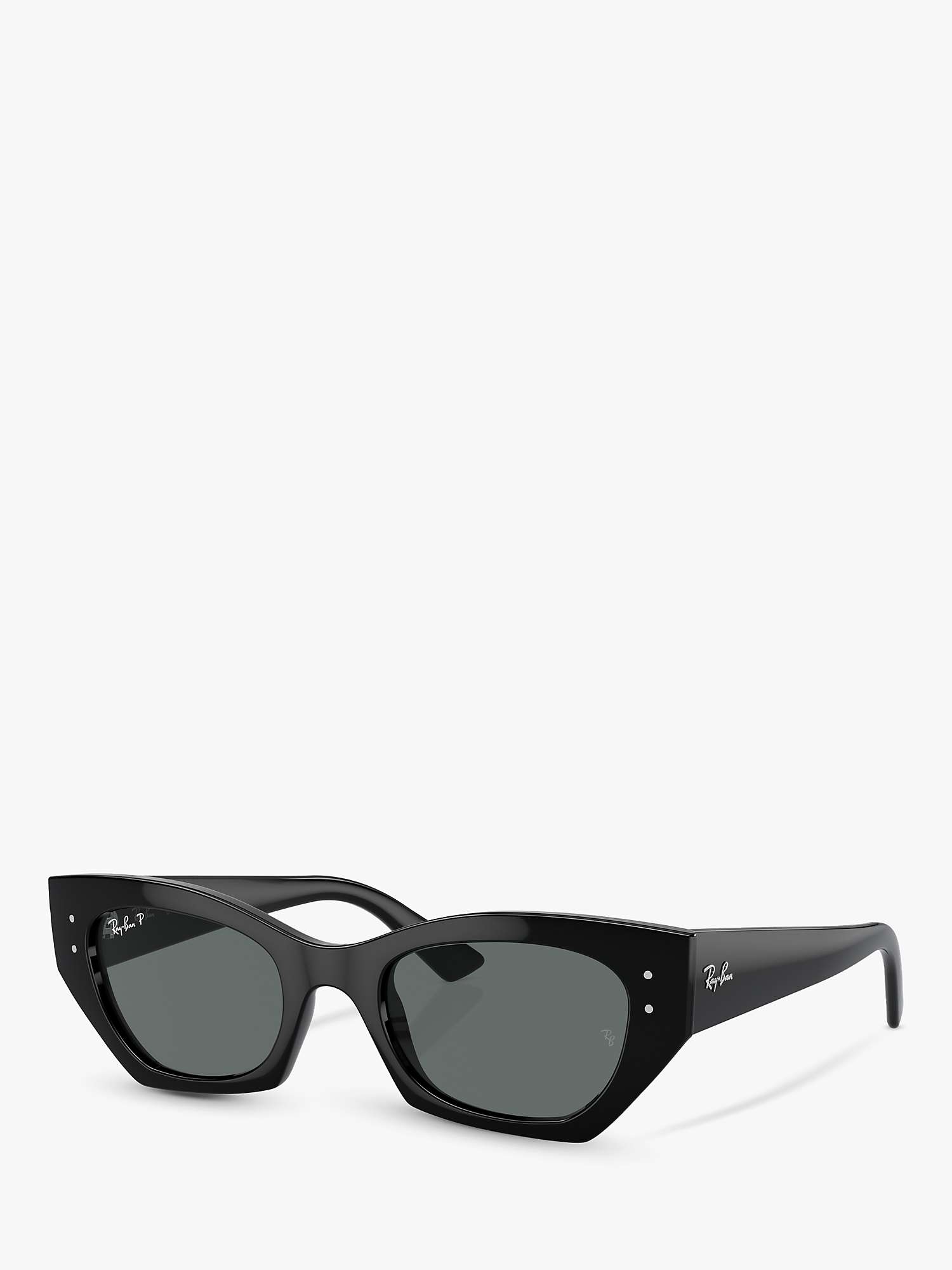 Buy Ray-Ban RB4430 Unisex Polarised Rectangular Sunglasses, Black/Grey Online at johnlewis.com