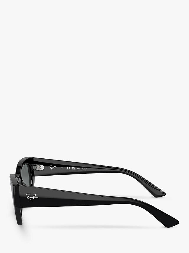 Ray-Ban RB4430 Unisex Polarised Rectangular Sunglasses, Black/Grey