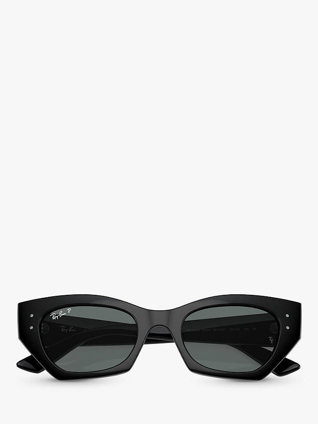 Ray-Ban RB4430 Unisex Polarised Rectangular Sunglasses, Black/Grey