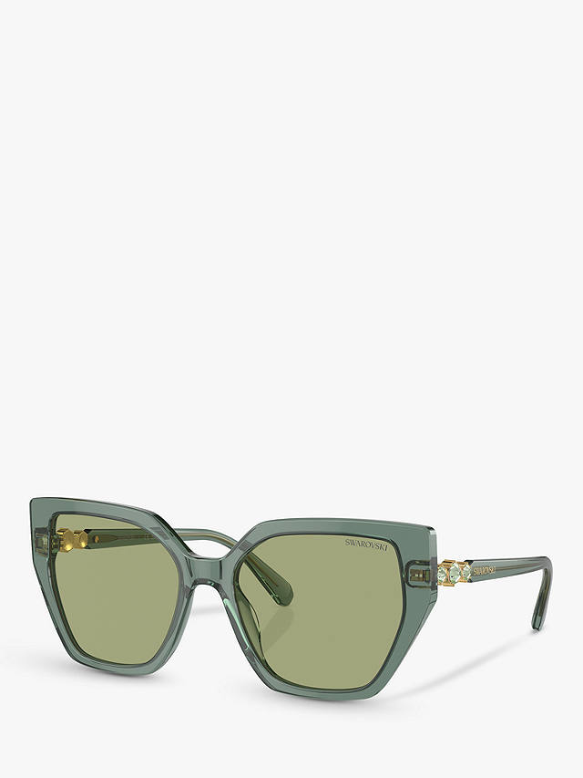 Swarovski SK6016 Women's Irregular Sunglasses, Transparent Green/Green