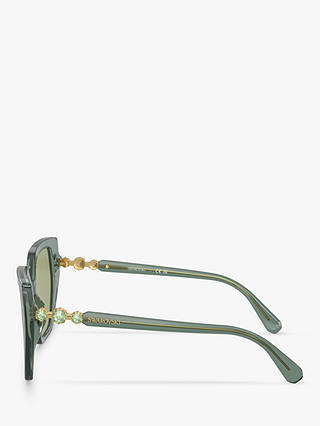 Swarovski SK6016 Women's Irregular Sunglasses, Transparent Green/Green