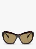 Prada PRA27S Women's Rectangular Sunglasses, Tortoise/Brown