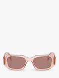 Prada PR 17WS Women's Rectangular Sunglasses, Transparent Peach