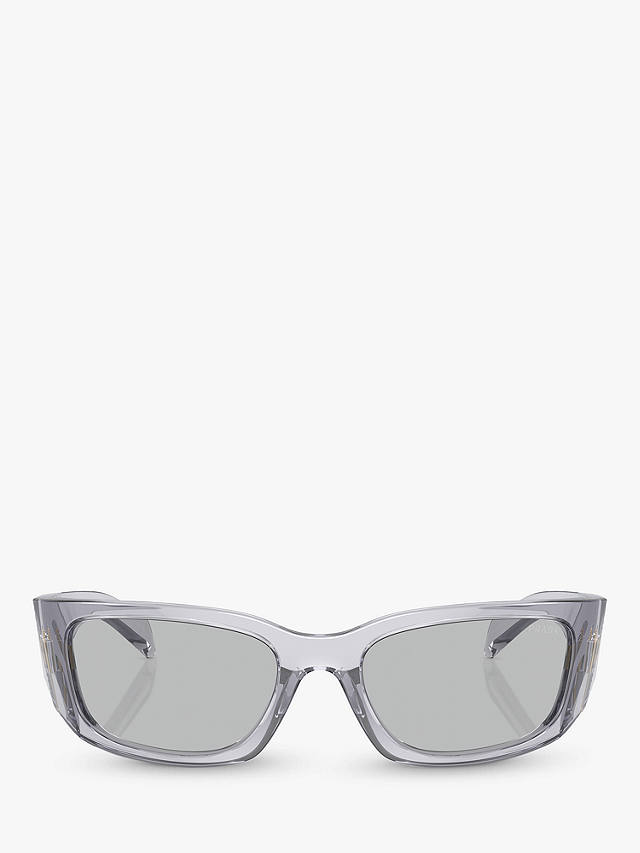 Prada PR A14S Women's Wrap Sunglasses, Transparent Grey