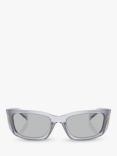 Prada PR A14S Women's Wrap Sunglasses, Transparent Grey