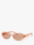 Miu Miu MU 06ZS Women's Oval Sunglasses, Transparent Noisette/Brown