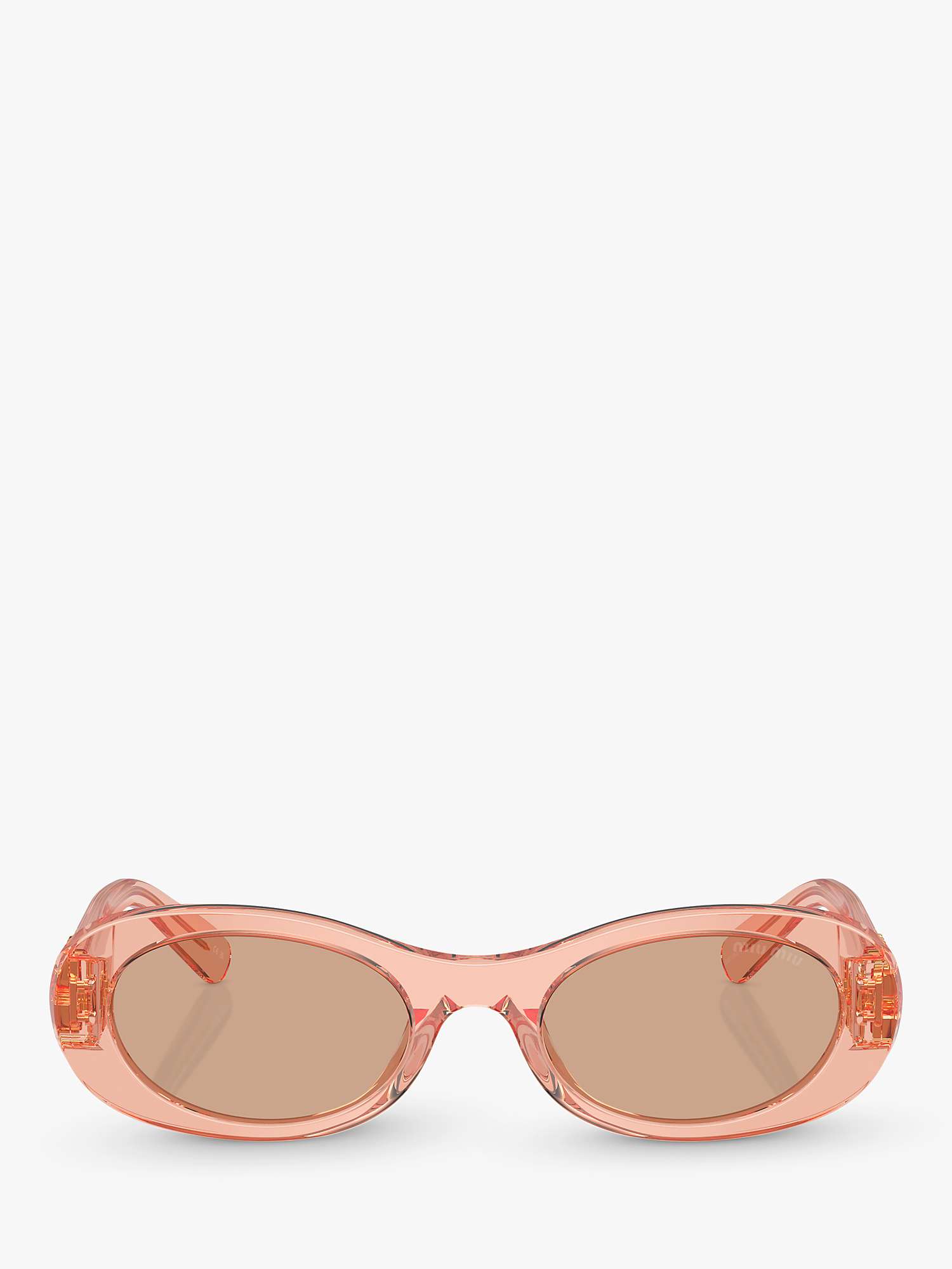 Buy Miu Miu MU 06ZS Women's Oval Sunglasses, Transparent Noisette/Brown Online at johnlewis.com