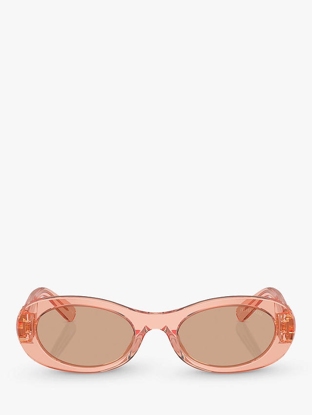 Miu Miu MU 06ZS Women's Oval Sunglasses, Transparent Noisette/Brown