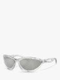 Prada 0PR A23S Women's Wrap Sunglasses, Frosted Crystal