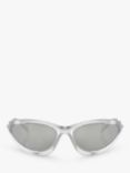 Prada 0PR A23S Women's Wrap Sunglasses, Frosted Crystal